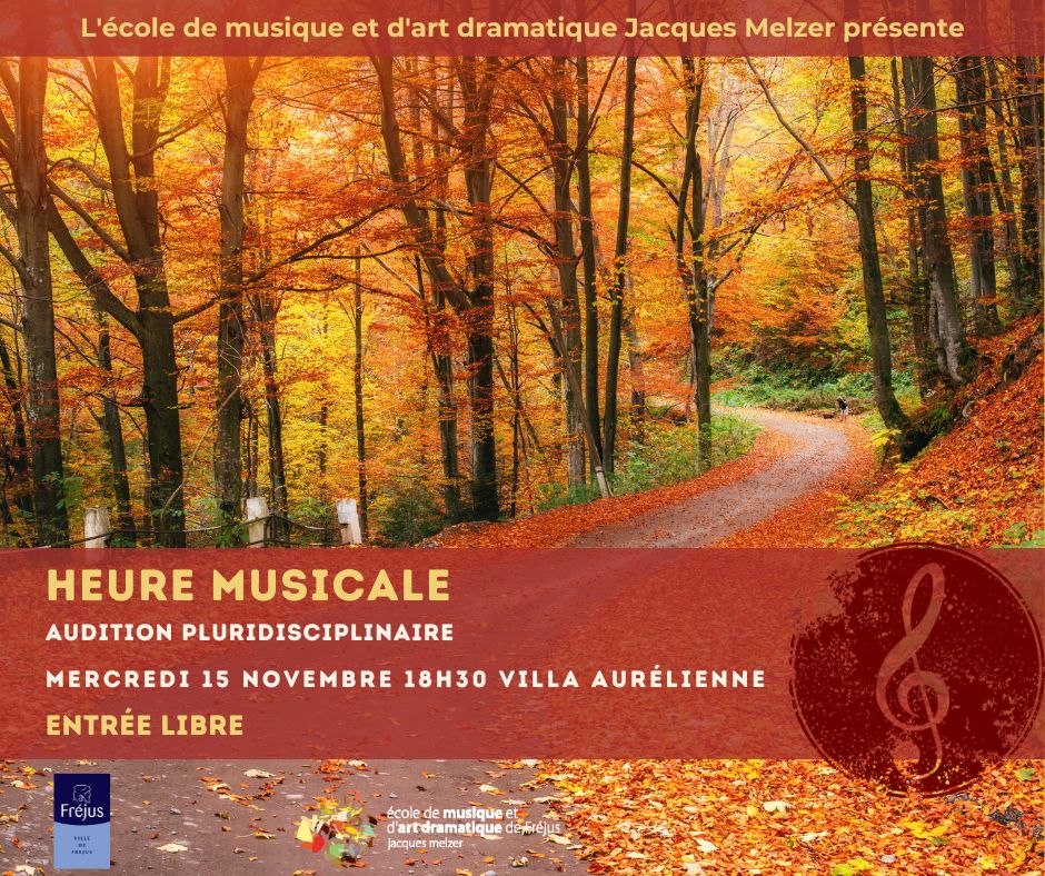 Forêt automnale, patch clé de sol, Heure Musicale 15 novembre 2023 École de Musique Jacques Melzer 